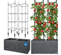KOTARBAU® Pot de Fleur Exterieur Pot de Plante Treillis Plante Grimpante 77x39x37cm Effet Béton avec Bac Intérieur Marengo 29x29x120cm PVC
