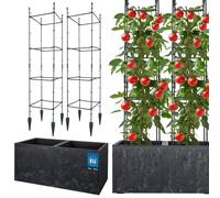 KOTARBAU® Pot de Fleur Exterieur Pot de Plante Treillis Plante Grimpante 77x39x37cm Effet Béton avec Bac Intérieur Anthracite 29x29x120cm PVC