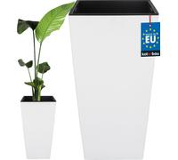 KOTARBAU® Pot de fleurs 400x400x750mm Carré avec pot intérieur Blanc mat