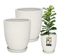 KOTARBAU® Pot De Fleurs Blanc De ⌀ 26 Cm Avec Soucoupe |Pot De Fleurs Et D'Herbes En Céramique Émaillée |Cache-Pot |Pot Bonsai Céramique |Pot Bonsai Ceramique |Pot À Bonsai |Pot Céramique Plante