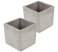 KOTARBAU® - Pot de fleurs de 20 x 20 cm, pour fleurs et plantes, en béton décoratif, modèle : carré, 2 pièces