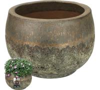 KOTARBAU® Pot de fleurs en céramique doré, hauteur 20 cm, diamètre 27 cm. Cache-pot pour le salon, pots de fleurs, cache-pot vintage, cache-pot d'extérieur et d'intérieur, pots de fleurs, plantes d'in