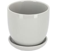 KOTARBAU® Pot de Fleurs en céramique pour Fleurs, 20 cm de diamètre avec bac d'égouttage, Gris