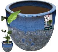 KOTARBAU® Pot de fleurs hauteur 31 cm ⌀ 37 cm Pot de fleurs bleu foncé Céramique Pot de plantes résistant au gel Cache-pot pour extérieur Flower Pot Outdoor & Indoor Pot de plantes intérieur extérieur