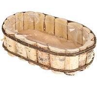KOTARBAU® Pot de fleurs ovale en bois de bouleau naturel avec film intérieur pour le balcon (45 x 26 x 12 cm)