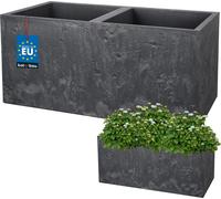 KOTARBAU® Pot de fleurs rectangulaire 77 x 39 x 37 cm Cache-pot aspect béton en PVC Bac à fleurs pour l'extérieur et l'intérieur Gris foncé Cache-pot avec pot intérieur