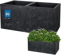 KOTARBAU® Pot de fleurs rectangulaire 77 x 39 x 37 cm Cache-pot aspect béton en PVC Pot de fleurs pour l'extérieur & l'intérieur Anthracite Cache-pot avec pot intérieur
