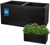 KOTARBAU® Pot de fleurs rectangulaire 77 x 39 x 37 cm Cache-pot en PVC aspect béton, pour l'extérieur et l'intérieur, noir, avec pot intérieur