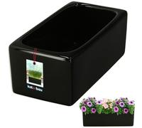 KOTARBAU® Pot de fleurs rectangulaire à l'intérieur, en céramique émaillée, noir, 24 x 12,5 x 9 cm, pot à bonsaï, pot à bonsaï, pot à bonsaï, pot à fleurs, pot à orchidée, pot à herbes, pot à herbes,