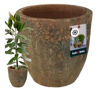 KOTARBAU® Cache-pot en céramique marron, hauteur 46 cm, diamètre 46 cm, pot de fleurs émaillé, pour intérieur et extérieur, résistant au gel, pot de fleurs