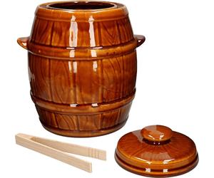 KOTARBAU® Pot en terre Hermétiquement Fermable 5 L pour la fermentation avec couvercle + Pince en bois