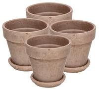 KOTARBAU® Pot Terre Cuite, Pot de Fleur Exterieur Terre Cuite ⌀ 11,5 cm | Lot de 4, Pot en Terre Cuite avec Soucoupe, 10,5 cm de Haut, Pot de Fleur Terre Cuite avec Trou de Drainage