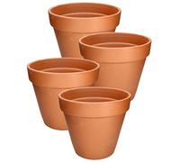 KOTARBAU® Pot Terre Cuite, Pot de Fleur Exterieur Terre Cuite ⌀ 11 cm | Lot de 4, Pot de Fleur en Terre Cuite avec Trou de Drainage, Hauteur 10 cm, Terracotta