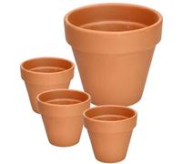 KOTARBAU® Pot Terre Cuite, Pot de Fleur Exterieur Terre Cuite ⌀ 13 cm | Lot de 4, Pot de Fleur en Terre Cuite avec Trou de Drainage, Hauteur 11 cm, Terracotta