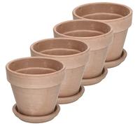 KOTARBAU® Pot Terre Cuite, Pot de Fleur Exterieur Terre Cuite ⌀ 13 cm | Lot de 4, Pot en Terre Cuite avec Soucoupe, 11,5 cm de Haut, Pot de Fleur Terre Cuite avec Trou de Drainage