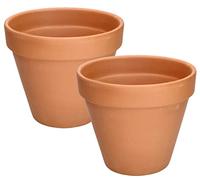 KOTARBAU® Pot Terre Cuite, Pot de Fleur Exterieur Terre Cuite ⌀ 19 cm | Lot de 2, Pot de Fleur en Terre Cuite avec Trou de Drainage, Hauteur 17 cm, Terracotta