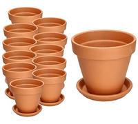 KOTARBAU® Pot Terre Cuite, Pot de Fleur Exterieur Terre Cuite ⌀ 7 cm | Lot de 12, Pot en Terre Cuite avec Soucoupe, 6 cm de Haut, Pot de Fleur Terre Cuite avec Trou de Drainage