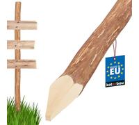 KOTARBAU® Poteau Bois pour Palissade, Poteau de Clôture Ø 7 cm x 120 cm | Poteau en Bois de Noisetier, Poteau de Clôture Ganivelle, Pointu, Naturel, avec Crampons en U