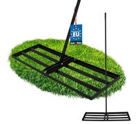 KOTARBAU Raclette à gazon - 90 x 30 cm - Avec manche en acier - 175 cm - Outil de jardinage pour l'entretien de la pelouse - Raclette de pelouse - Accessoires de jardin - Acier - Noir