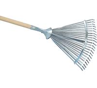 KOTARBAU® Rateau à Feuille - Acier - 45 cm - Réglable - Râteau Jardin - avec Manche - 183 cm - Ramasse Feuille - Outil Robuste pour Gazon et Feuilles - Argente et Bois Naturel