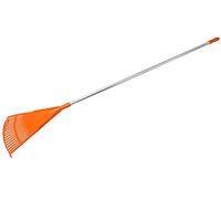 KOTARBAU® Rateau à Feuilles - Plastique - 20 Dents - Orange - avec Manche en Aluminium - Râteau Jardin - Balai à Gazon - Ramasse Feuilles - Léger - Résistant - Entretien Jardin