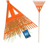 KOTARBAU® Rateau à Feuilles - Plastique - 43 cm - Orange - avec Manche - Râteau Jardin - Balai à Gazon - Ramasse Feuilles - Léger - Résistant - Entretien Jardin