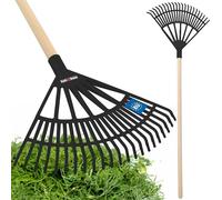 KOTARBAU® Rateau à Feuilles - Plastique - 44 cm - Noir - avec Manche - Râteau Jardin - Balai à Gazon - Ramasse Feuilles - Léger - Résistant - Entretien Jardin