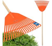 KOTARBAU® Rateau à Feuilles - Plastique - 45 cm - Orange - avec Manche - Râteau Jardin - Balai à Gazon - Ramasse Feuilles - Léger - Résistant - Entretien Jardin