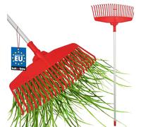KOTARBAU® Rateau À Feuilles - Plastique - 48 cm - avec Manche en Aluminium - Extra-Click - Rateau Jardin - Ramasse Feuilles - Léger - Rouge & Argenté - Ergonomique