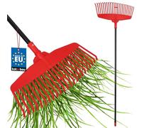 KOTARBAU® Rateau À Feuilles - Plastique - 48 cm - avec Manche en Aluminium - Extra-Click - Rateau Jardin - Ramasse Feuilles - Léger - Rouge & Noir - Ergonomique