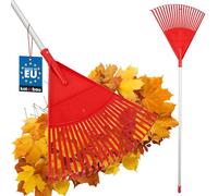 KOTARBAU® Rateau À Feuilles - Plastique - 48 cm - avec Manche en Aluminium - Extra-Click - Rateau Jardin - Ramasse Feuilles - Léger - Rouge & Argenté - Ergonomique
