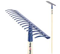 KOTARBAU® Rateau à Feuilles - Rateau Jardin - Acier - 42 cm - Bleu Marine - avec Manche Bois 156 cm - 16 Dents - Balai a Gazon - Outil Jardinage pour Entretien Pelouse - Ramasse Feuille