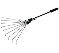 KOTARBAU® Râteau à Feuilles - Réglable - Mini Râteau de Jardin - Acier Galvanisé - 32 cm - Argent - avec Manche Télescopique 6-24,5 cm - 9 Dents Flexibles - Outil Léger pour Massifs de Fleurs