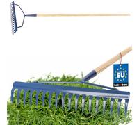 KOTARBAU® Rateau à Feuilles - Renforcé - Rateau Jardin - Acier - 49 cm - Bleu Marine - avec Manche Bois 166 cm - 18 Dents - Balai a Gazon - Outil Jardinage pour Entretien Pelouse - Ramasse Feuille