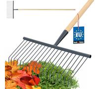 KOTARBAU® Râteau de jardin en fil de fer 420 mm avec manche en bois de 150 cm Râteau en acier pour balayer les feuilles, l'herbe, râteau de jardin, outils de jardin