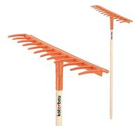KOTARBAU® Rateau Jardin - Rateau à Feuille - Plastique - 51 cm - 12 Dents - avec Manche en Bois 152 cm - Léger - Balai a Gazon - Ergonomique - Orange