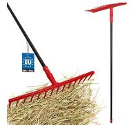 KOTARBAU® Rateau Jardin - Rateau À Feuille - Plastique - 54 cm - 14 Dents - avec Manche en Aluminium 150 cm - Extra-Click - Léger - Balai a Gazon - Ergonomique - Rouge & Noir