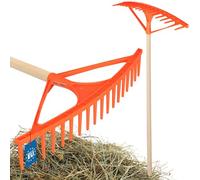KOTARBAU® Rateau Jardin - Rateau à Feuilles - Plastique - 64 cm - Orange - 18 Dents - avec Manche - Outil Jardinage Léger - Ramasse Herbe - Gazon - Branches Déchets