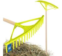 KOTARBAU® Rateau Jardin - Rateau à Feuilles - Plastique - 64 cm - Vert Céladon - 18 Dents - avec Manche - Outil Jardinage Léger - Ramasse Herbe - Gazon - Branches Déchets