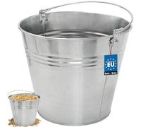 KOTARBAU® Seau à Cendre - Seau De Maçon - Acier Galvanisé - 15 L - Argent - pour Le Jardinage - Résistant à la Rouille - Polyvalent