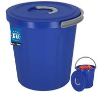 KOTARBAU Seau avec couvercle - 15 l - Seau avec couvercle et poignée - En PVC - Seau de chantier - Seau à nourriture avec couvercle - Seau de nettoyage - Seau universel - Bleu foncé