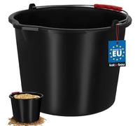 KOTARBAU® Seau de chantier - 12 l - Seau à mortier - Seau en plastique - Seau à enduit avec bec verseur et anse - Noir - Seau à outils - Rond - Seau de chantier