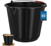 KOTARBAU® Seau de Maçon 21 L, Seau de Chantier, avec Bec Verseur, PEHD | Seau à Mortier, Seau de Construction, Seau à Plâtre, avec Anse et Graduation, Rond, Noir