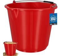 KOTARBAU® Seau de Maçon 21 L, Seau de Chantier, avec Bec Verseur, PEHD | Seau à Mortier, Seau de Construction, Seau à Plâtre, avec Anse et Graduation, Rond, Rouge