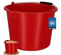 KOTARBAU® Seau de Maçon, Seau de Construction 12 L, Plastique | Seau de Chantier, Seau à Mortier, Rouge, avec Bec Verseur et Anse, Rond