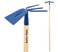 KOTARBAU® Serfouette en Métal Râteau avec Houe Double Binette à 3 Dents avec Manche en Bois 122 cm Outil de Jardinage Accessoire de Jardinage Accessoires de Plantation