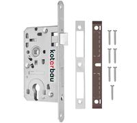 KOTARBAU® Serrure à larder - 72/55 mm - DIN droite - Cylindre profilé - Serrure de porte avec contre-plaque - Acier galvanisé - Qualité supérieure - Robuste - Argent