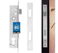 KOTARBAU® Serrure à Larder 90/20 mm, DIN Droite et Gauche, pour Porte, à Cylindre profilé et à Cadre Tubulaire, avec Contre-Plaque, en Acier galvanisé, de qualité supérieure, Inoxydable Argenté
