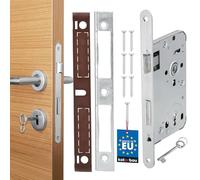 KOTARBAU® Serrure à larder DIN droite Clé à panneton Serrure de porte avec contre-plaque en acier inoxydable robuste 72/55 mm