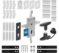KOTARBAU® Serrure Porte de Garage Basculante Acier 60 mm Argent Serrure Sectionnelle Pour Cylindre Profilé Set avec Poignée Horizontal + Vertical